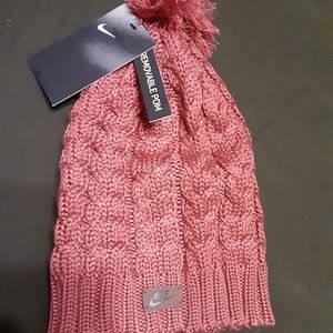 Nike beanie hat with removable pom